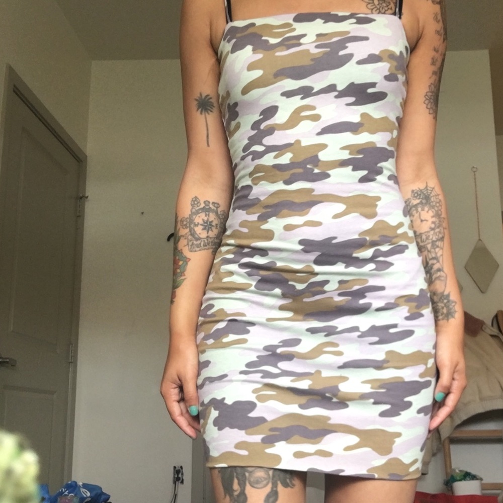 Camo Square Neck Bodycon Dress